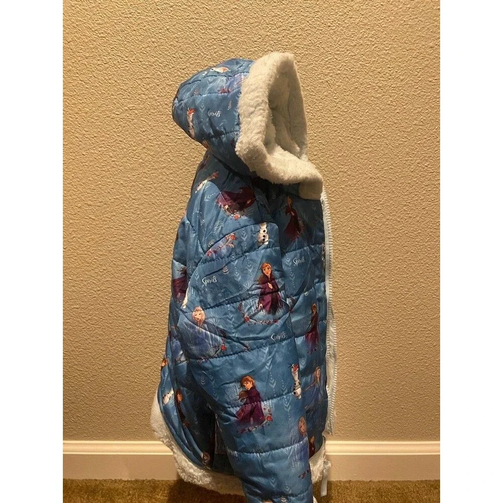Disney Frozen Reservable (Blue & Light Blue) Puffer Jacket with Print Size 6